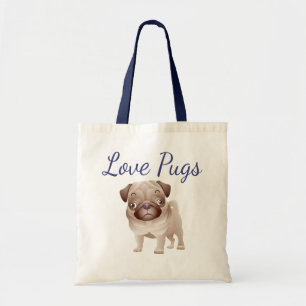 Liebe Mops Welpenhund Leinwand-Tragetasche Tragetasche