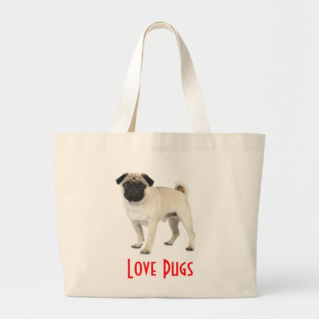 Liebe Möpsen Welpen Hund Leinwand Beach Tasche (Vorne)