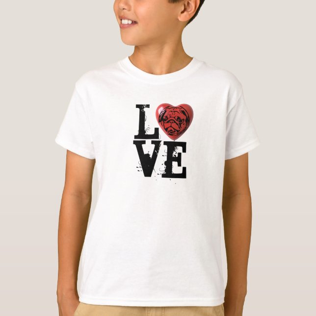 LIEBE-Mopsherz 3 T-Shirt (Vorderseite)