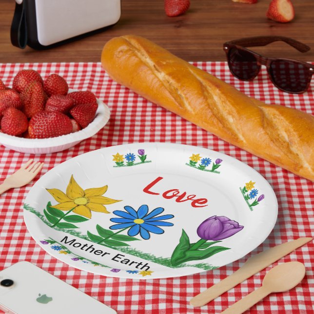 Liebe Mother Earth Garden Blume White Pappteller (Picknick)