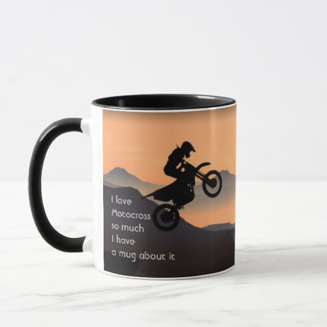 Liebe Motocross Biking so viel Spaß Zitat Tasse (Links)