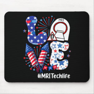 Liebe MRI Tech Life USA Flaggen Feuerwerk 4. Juli Mousepad