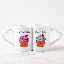 Liebe Muffins (Rosa und Blau) - Kaffee Tasse Set