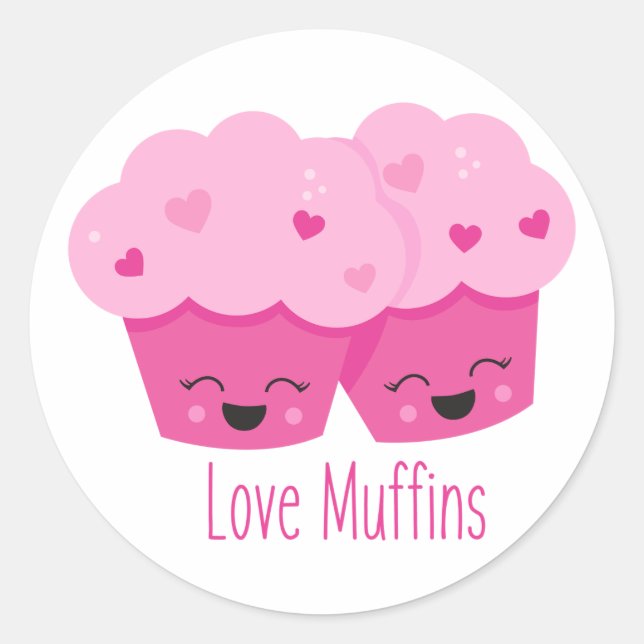 Liebe Muffins Runder Aufkleber (Vorderseite)