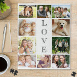 Liebe Multi-Foto Collage Moderne<br><div class="desc">Ein Foto sammelt das Sake-Puzzle, das sich perfekt für Familienspielabende eignet. Sie können sich mit zehn Fotos der Familie individuell gestalten. "LIEBE" wird vertikal in der Mitte geschrieben.</div>