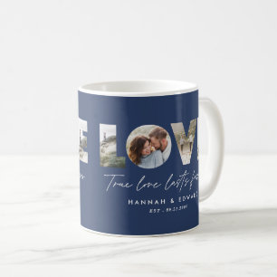 Liebe Multi-Foto modern minimalblau elegant Kaffeetasse