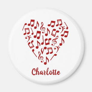 Liebe Music Heart of Red Musiknotens with Name Magnet
