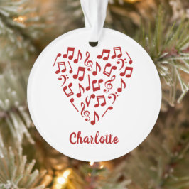 Liebe Music Heart of Red Musiknotens with Name Ornament