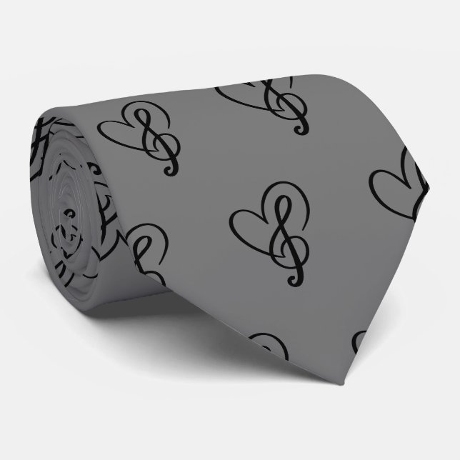 Liebe Music Heart Treble Clef Logo Krawatte (Gerollt)