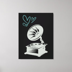 Liebe Music Old School Gramophon Leinwanddruck