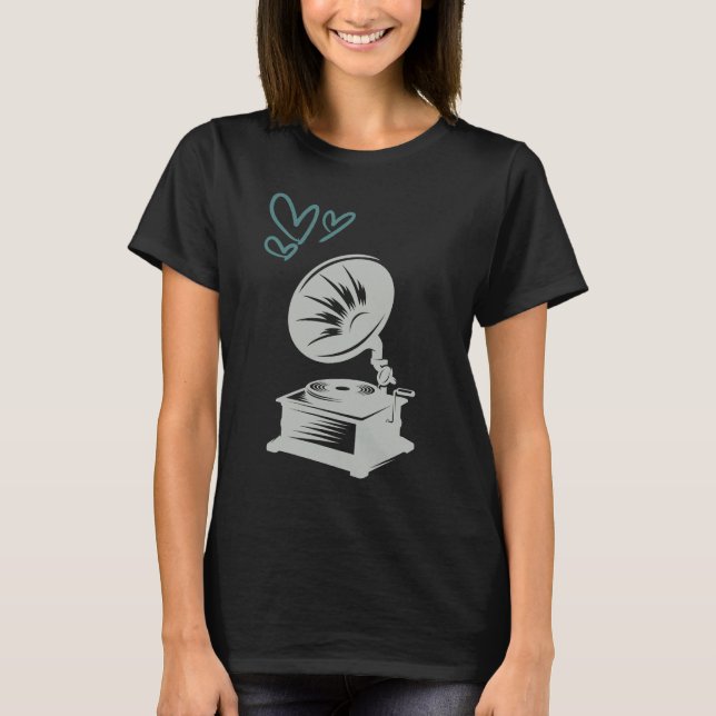 Liebe Music Old School Gramophon T-Shirt (Vorderseite)