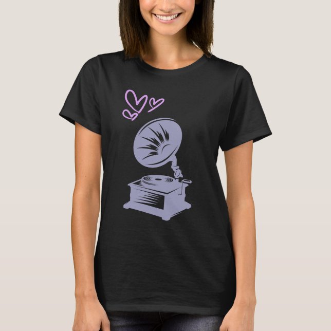 Liebe Music Old School Gramophon T-Shirt (Vorderseite)