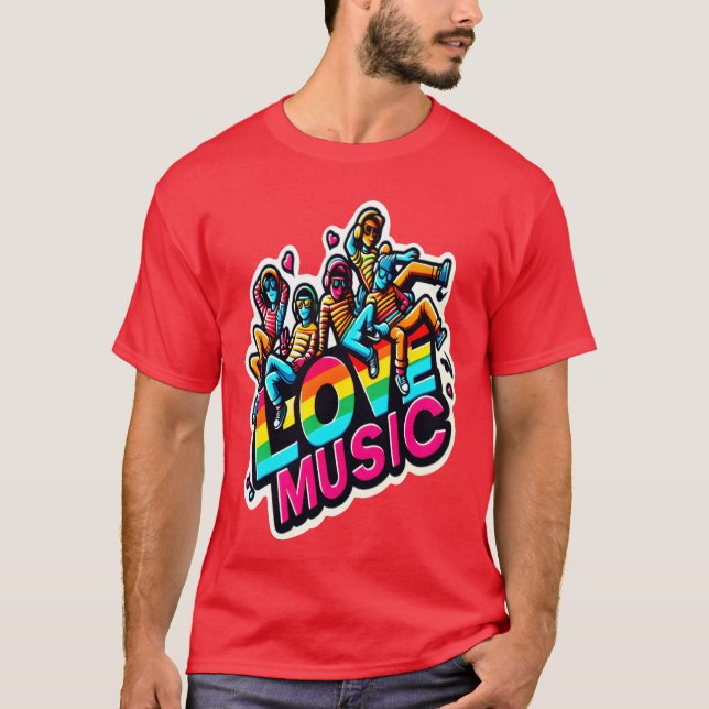 Liebe Music vivid Retro T-Shirt (Vorderseite)