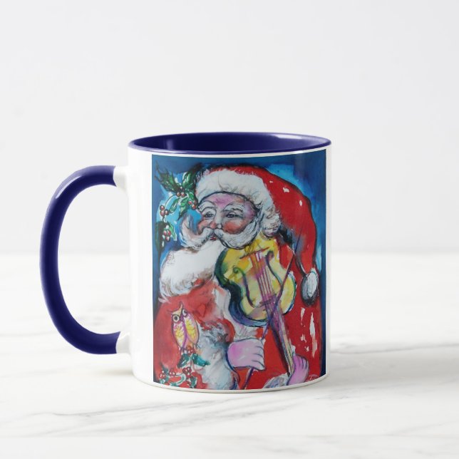 LIEBE MUSICAL XMAS PARTY SANTA CLAUS VIOLIN PLAYER TASSE (Links)