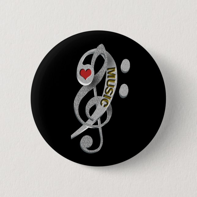 Liebe-Musikclef-Skulptur Button (Vorderseite)