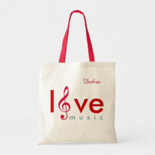 Liebe Musiktreble clef personalisiert Tragetasche