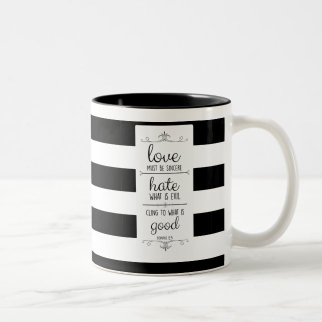 Liebe muss ehrliche Bibel-Vers-Kaffee-Tasse Zweifarbige Tasse (Rechts)