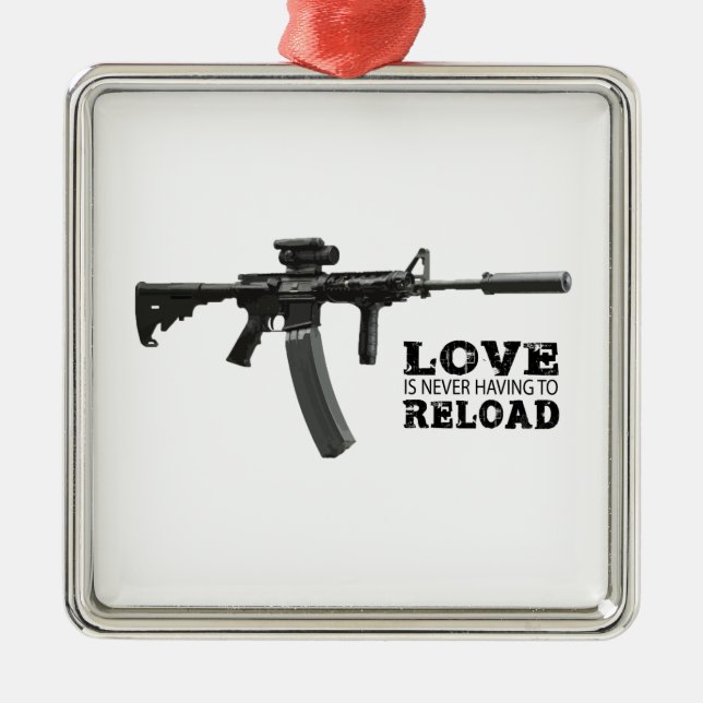 Liebe muss nie AR-15 neu laden Silbernes Ornament (Vorne)