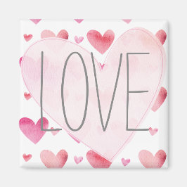Liebe-Muster für rosa Wasserfarben Magnet