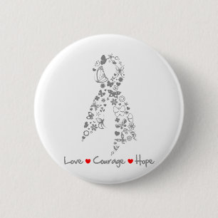 Liebe-Mut-Hoffnungs-Schmetterling - Gehirn-Krebs Button