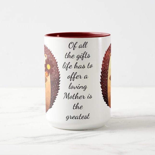 Liebe Mutter Inspiration Niedlicher Igel Tasse (Zentrum)
