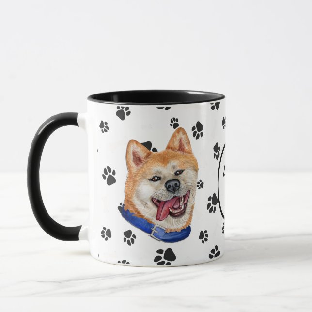 Liebe My Akita Dog Pawprint Tasse (Links)