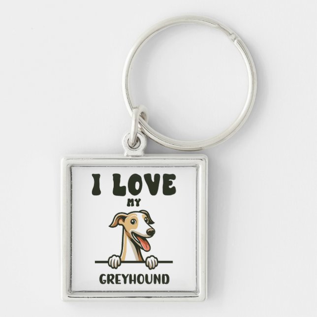 Liebe My Greyhound Schlüsselanhänger (Vorne)
