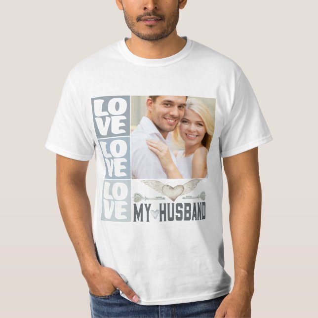 Liebe My Husband Heart Foto T - Shirt (Vorderseite)