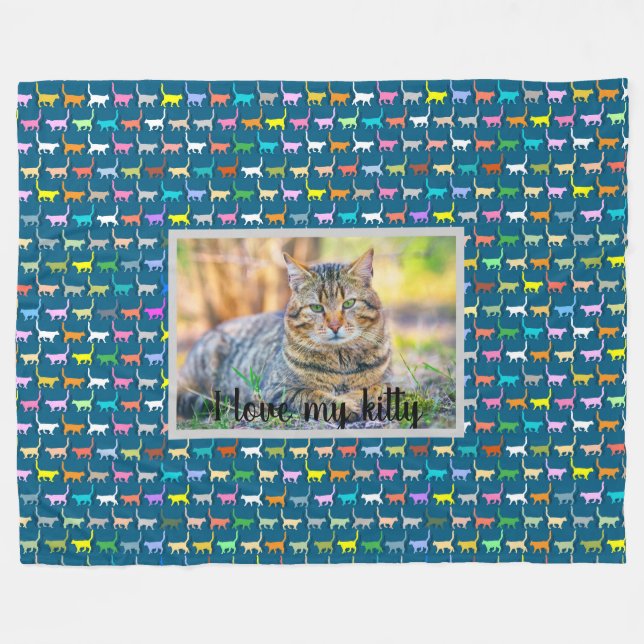 Liebe My Kitty Your Cat Foto Aquamarin drucken Fleecedecke (Vorderseite (Horizontal))