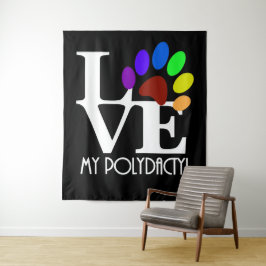 LIEBE My Polydactyl (weißer Text) Wandteppich