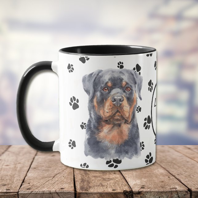 Liebe My Rottweiler Dog Pawprint Tasse (Von Creator hochgeladen)