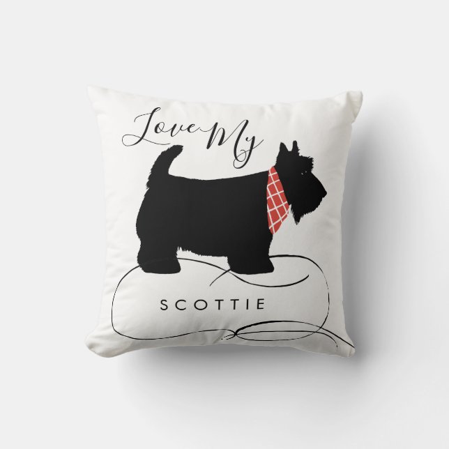 Liebe My Scottie Quote Black Scottish Terrier Dog Kissen (Vorderseite)