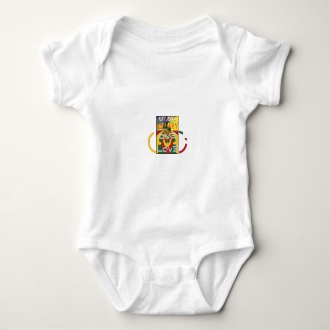 Liebe-Nachricht in Rasta-Farbdrucken Baby Strampler (Vorderseite)