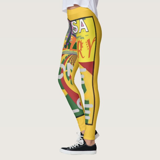 Liebe-Nachricht in Rasta-Farbdrucken Leggings (Links)