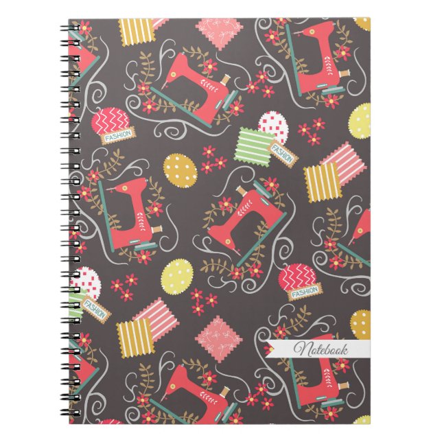 Liebe Nähen braunes Notebook Notizblock (Vorderseite)