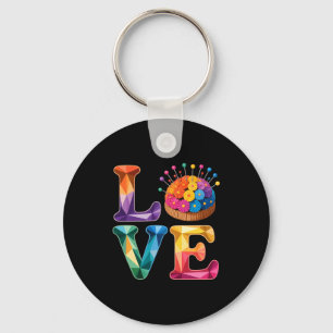 Liebe Nähen Quilten N Kissen Regenbogen Handwerker Schlüsselanhänger