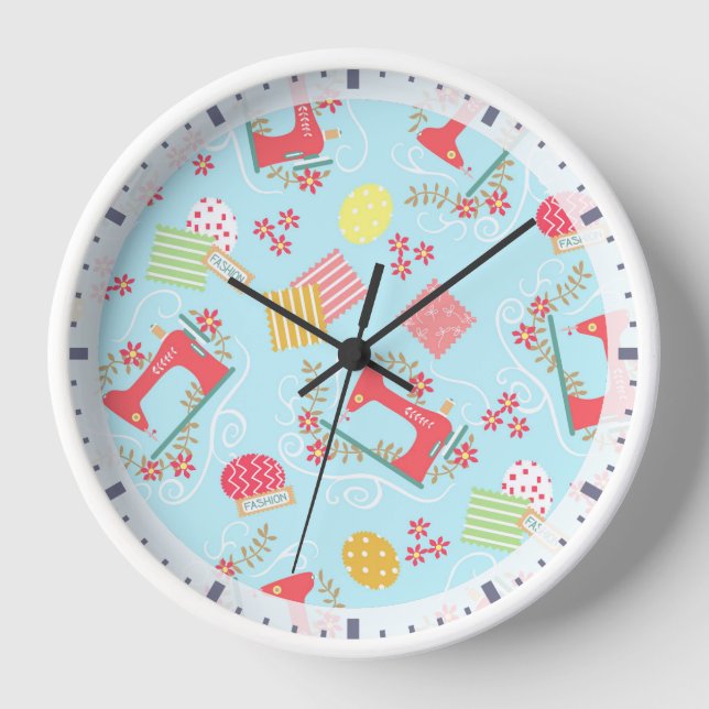 Liebe Nähmaschine blau Uhr (Vorderseite)