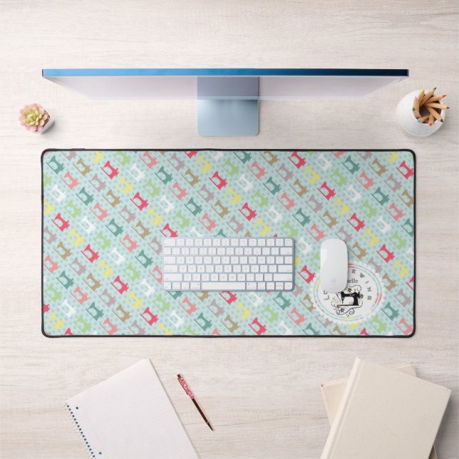 Liebe Nähmaschine Blue Desk Mat Schreibtischunterlage (Büro 1)