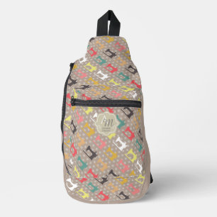 Liebe Nähmaschine Monogramm braun Crossbody Bag