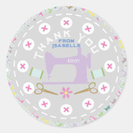 Liebe Nähmaschine Pastel Grau Runder Aufkleber