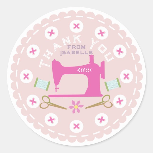 Liebe Nähmaschine Pastell Peach Runder Aufkleber (Vorderseite)