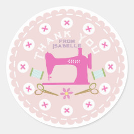 Liebe Nähmaschine Pastell Peach Runder Aufkleber