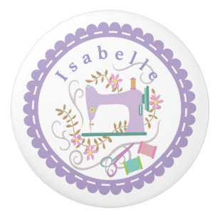Liebe Nähmaschine Weiße Lilac Keramikknauf