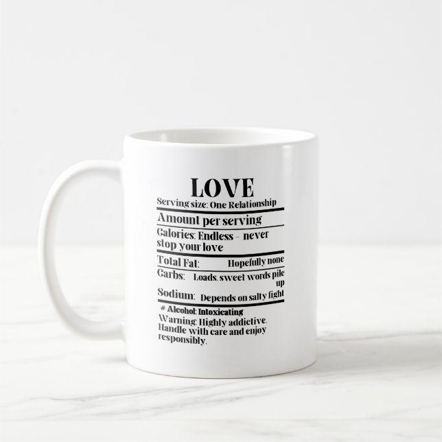 Liebe - Nährwertangaben.w Kaffeetasse (Links)