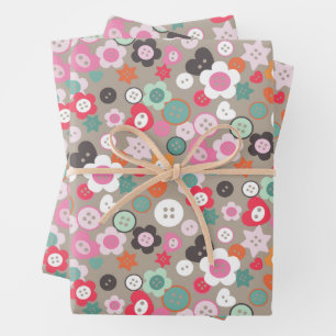 Liebe Nähtasten braun Geschenkpapier Set