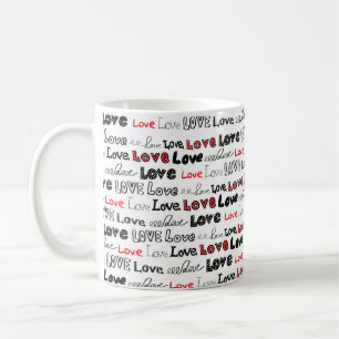 Liebe Nahtloses Muster. Liebe handschriftlich Kaffeetasse