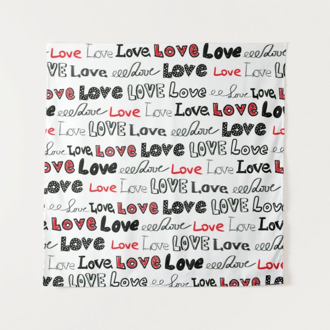 Liebe Nahtloses Muster. Liebe handschriftlich Wandteppich (Vorderseite)