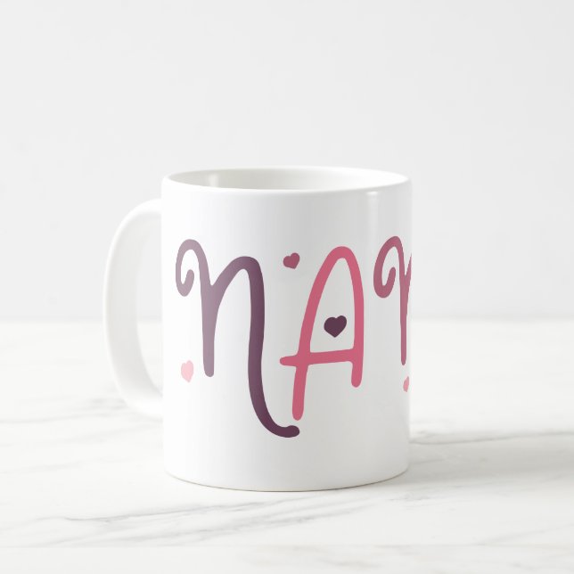 Liebe Nana Großmutter Typografische Herzen Kaffeetasse (Vorderseite Links)