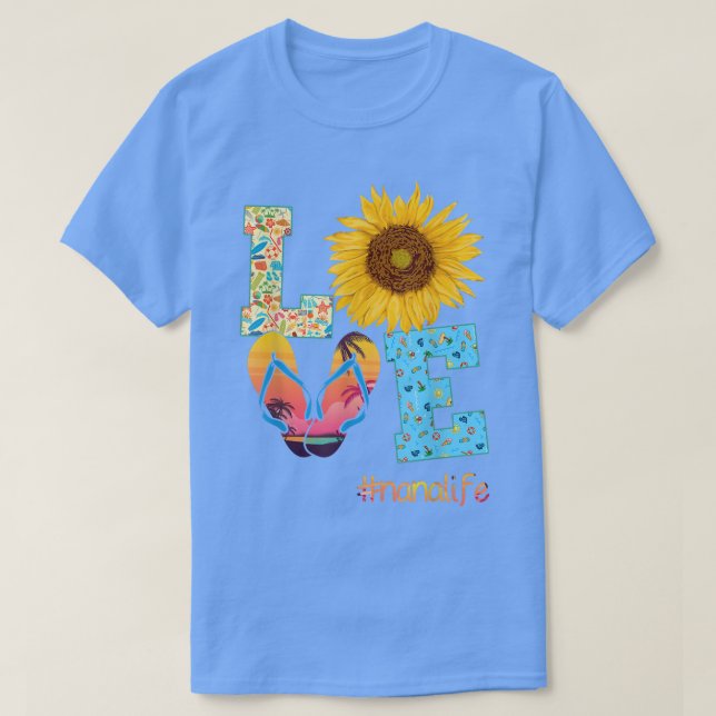 LIEBE Nana Life Flip Flops Sonnenblumen Sommermutt T-Shirt (Design vorne)