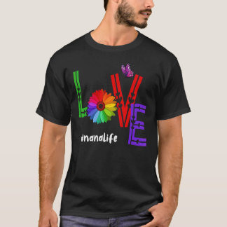 Liebe Nana Life Niedlich Sonnenblumen Butterfly Ha T-Shirt